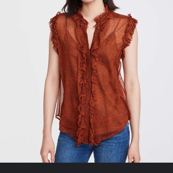 7 for all Mankind-SLEEVELESS RUFFLE TOP - Picture 4 of 8